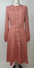 Banana Republic Dress Shirtdress Button Down Belted Red Black Hearts Size 6