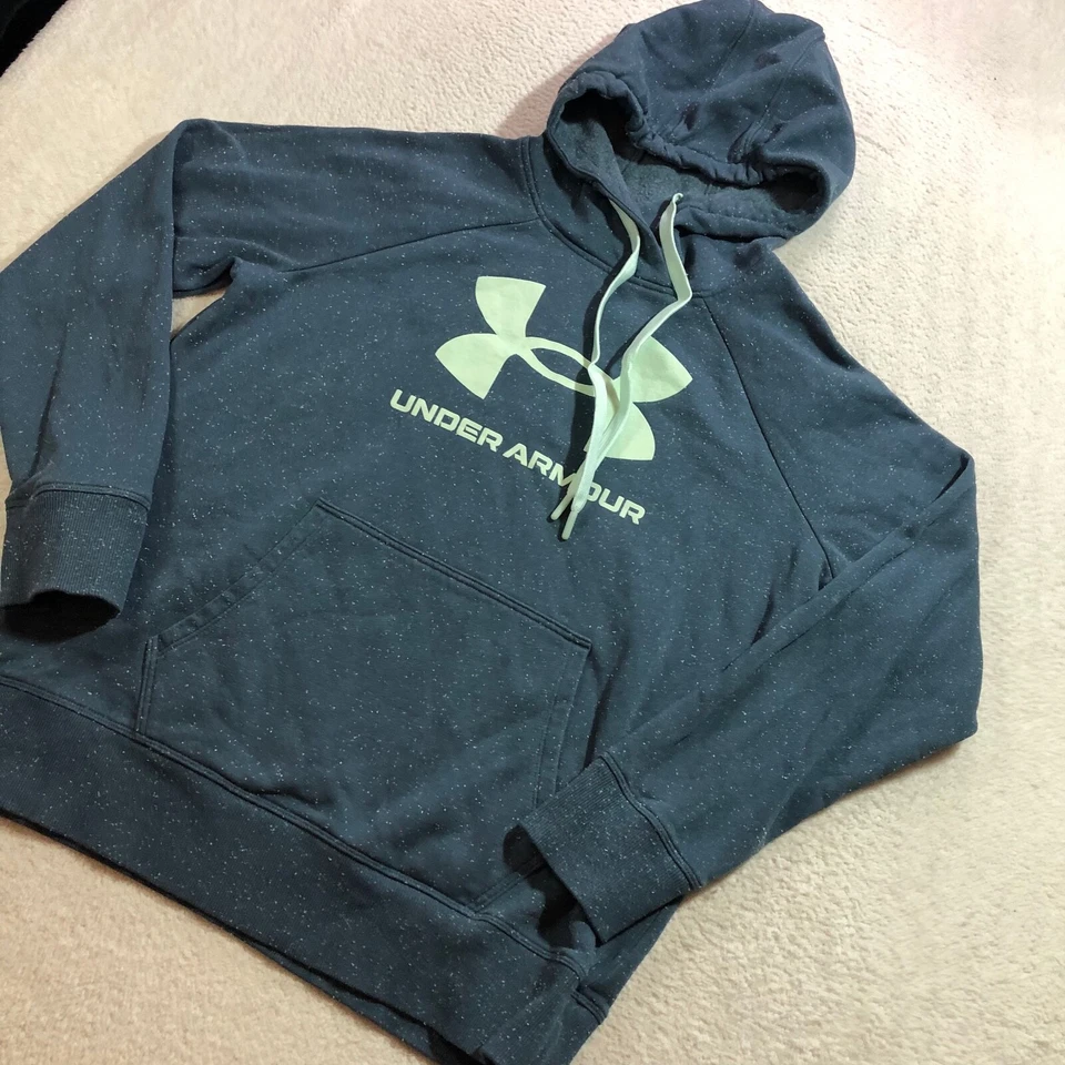 Under Armour Hoodie Womens Medium Blue Rival Fleece Logo Sweatshirt 1356318 - Image 2 of 4