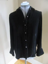 Lauren Ralph Lauren Black Velvet Long Sleeve Button Down Blouse Size Small