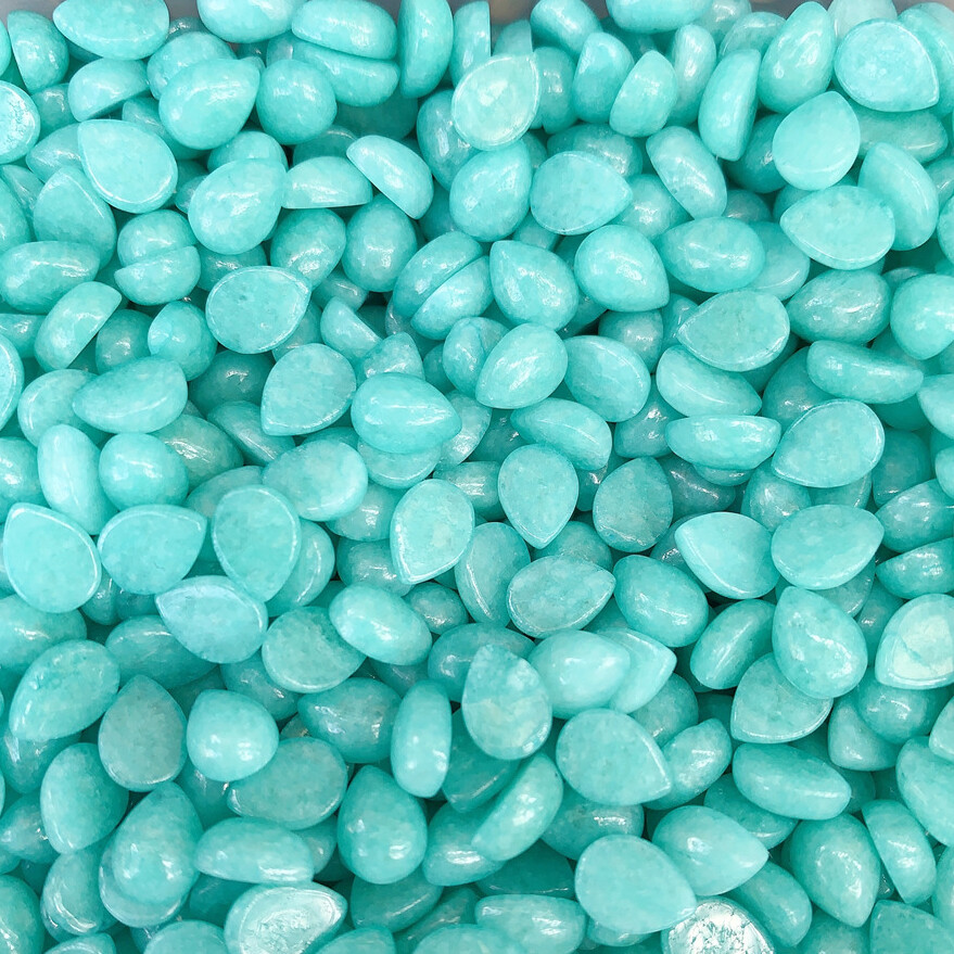 100pcs 6x8mm Natural Blue Aquamarine Stone Teardrop CAB CABOCHON Jewelry  Making