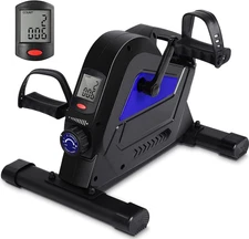 Mini Exercise Bike Under Desk Pedal Magnetic Arm & Leg Cycle with LCD Display