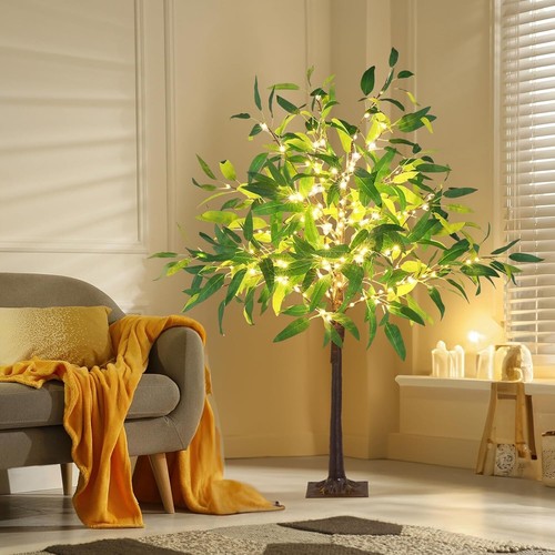Artificial Olive Tree Pre Lit Decor Tree Lighted Olive Tree Home Decoration, 4FT - Picture 5 of 7