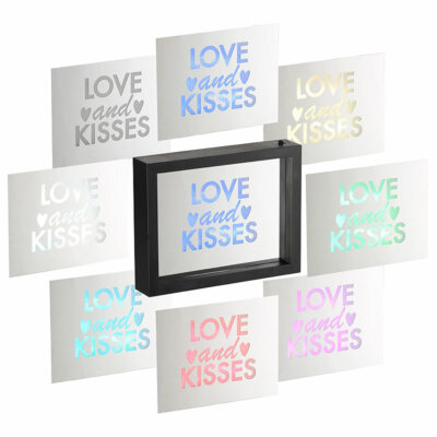 infactory Deko-Spiegel mit Glitzerschrift ''Love and Kisses'' und LED-Beleuchtung
