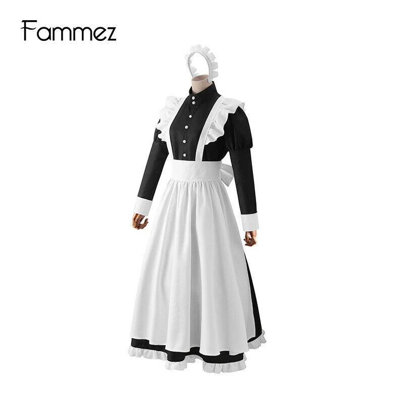 Dress Apron UK Women French Maid Dress Costume Anime Cosplay Party Costume Maxi - Image 4 of 4