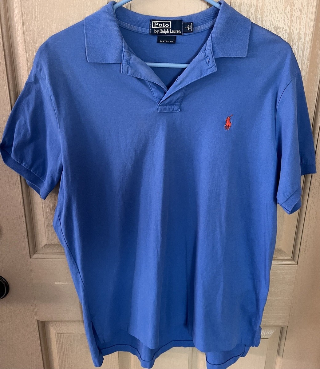 Polo Ralph Lauren Golf Shirt Mens Large CUSTOM FIT Blue Orange