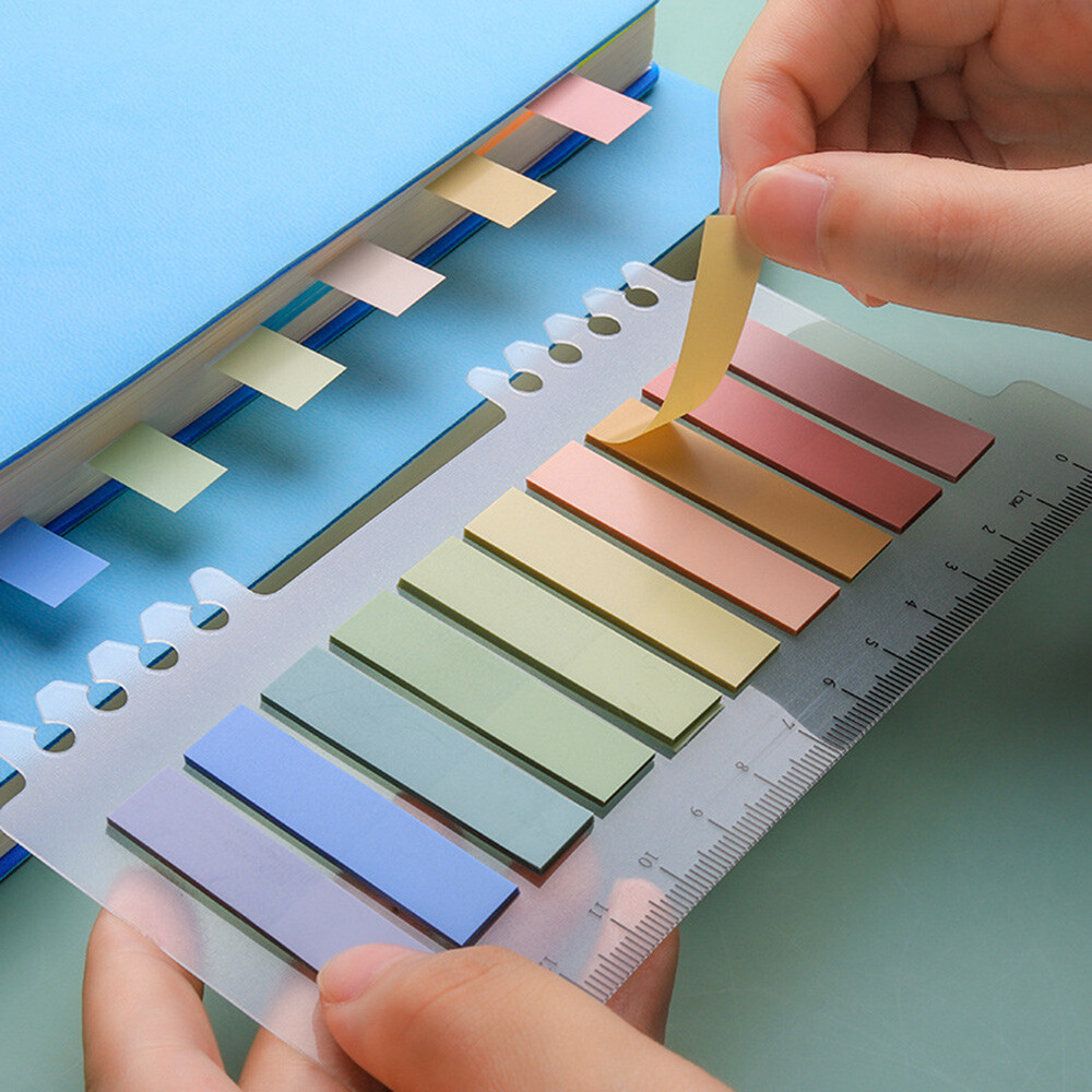 200Pcs Morandi Memo Pad Index Stickers Label Sticky Notes Paper Bookmark Tags-image