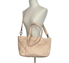 Sundance Light Pink Quilted Leather  Tote Crossbody Purse Bag Italy