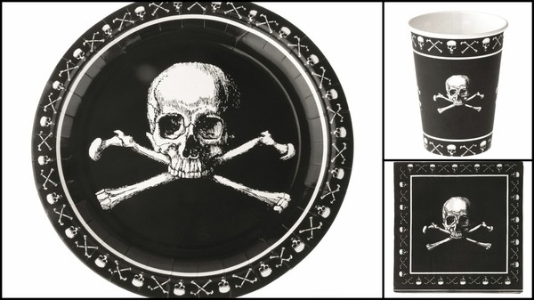 Kindergeburtstag Deko Set Junge Party Pirat Totenkopf Partygeschirr 36 Tlg. Kk-image