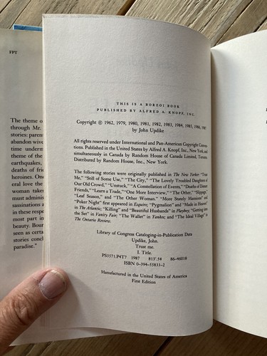 Trust Me by John Updike (Alfred A. Knopf, 1987, Hardcover First Edition) - Picture 8 of 8
