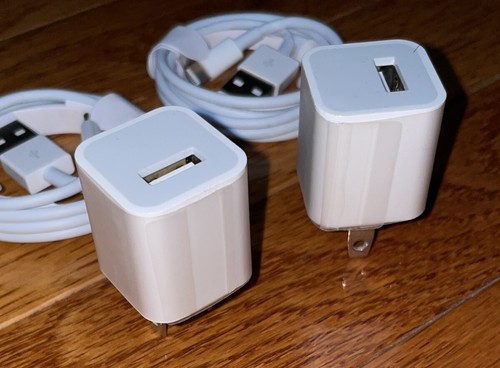 2x OEM Lightning Cable Wall Charger Adapter Apple iPhone 14 13 12 11 XS - Picture 2 of 2