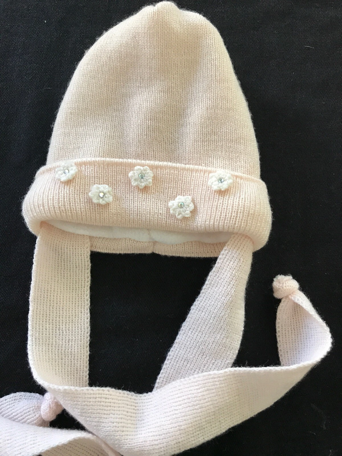 Il Trenino (Italy) NWOT 100% Wool Pink Embellished Fleece Lined Hat - 0-3