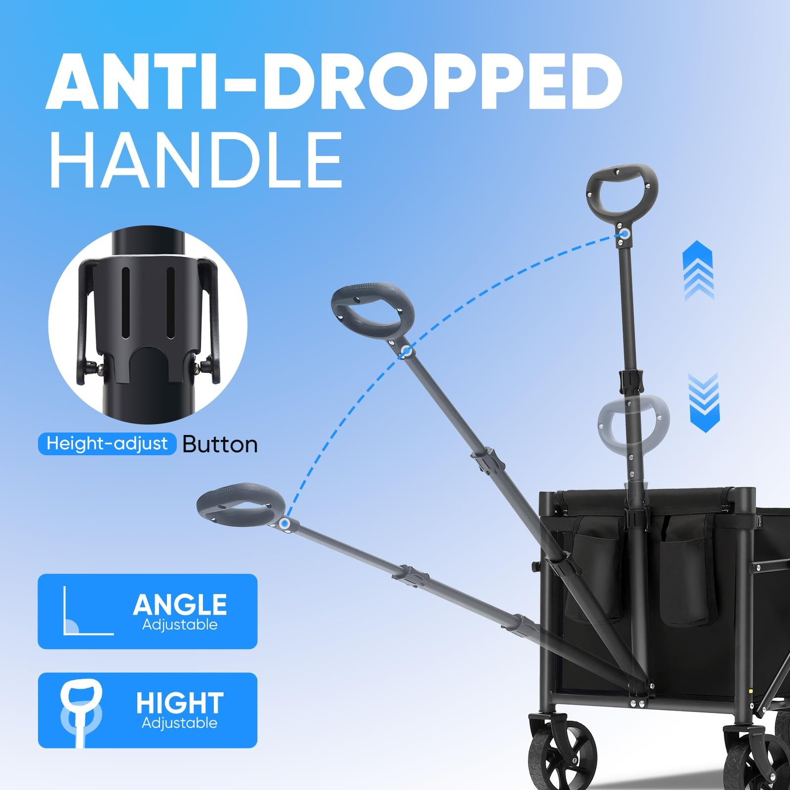 Heavy Duty Wagon with Big Wheels Foldable Cart 220LBS Capacity Utility