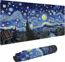 Van Gogh Style Scenery Customized Large Extended Gaming Mouse Pad with Stitched