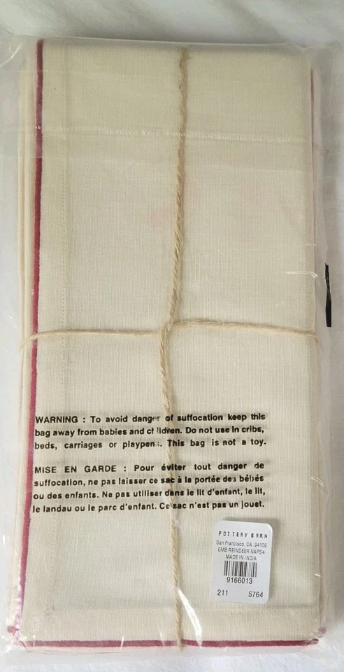 Pottery Barn Set of 4 ~ Embroidered Dinner Napkin ~ CHRISTMAS ~ ALPINE REINDEER - Image 4 of 4