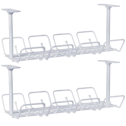2 Pcs Wire Storage Rack under Table Cable Organizer Management Desk - 第 8/9 張圖片