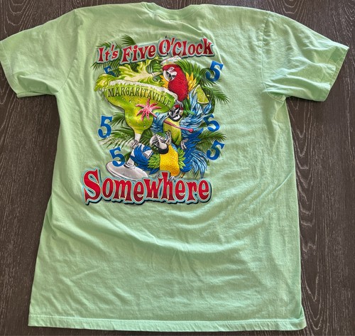 VTG Margaritaville Hollywood Beach Green Graphic Cotton T Shirt L Parrot - Picture 3 of 5