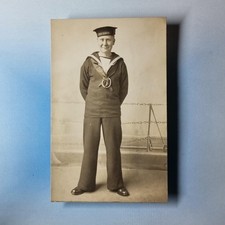 Military Postcard C1920 Real Photo Royal Navy H.M.S Ganges Uniform Portrait