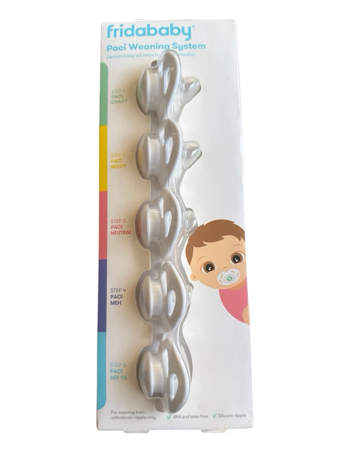 Fridababy Paci Weaning System Pacifier Silicone Dentist Designed 5 Step NEW