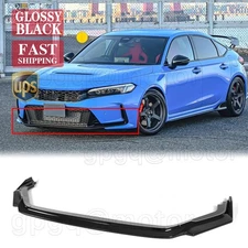 For Honda Civic Type-R FL5 2023-25 V Style Gloss Black Front Bumper Lip Splitter