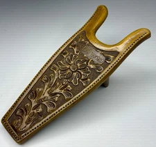 Vintage 1970 Echol West Molded Resin Boot Jack Faux Tooled Western Floral Design