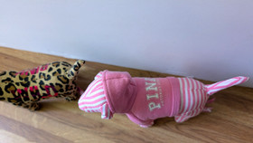 Victoria's Secret PINK Dog Plush WILD Leopard & PINK Striped 2006 Lot of 2 EUC