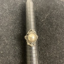 Sterling Silver Pearl Floral Solid Ring Size 5