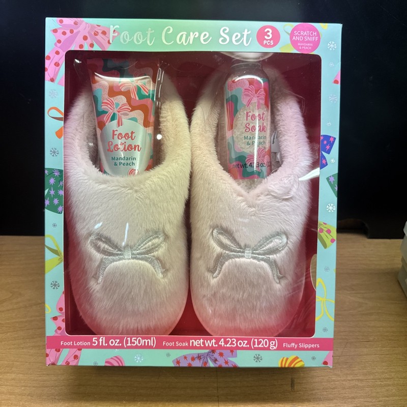 Foot Care Gift 3 Pieces Set for Women with Fluffy Slippers Foot Lotion Gift Idea