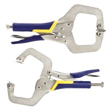 11 Inch Metal Face Clamps Swivel Pad Adjustable C Clamp Rubber Handle 2 PCS