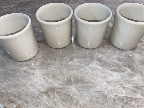 4 VINTAGE HOMER LAUGHLIN HEAVY RESTAURANT WARE WHITE COFFEE MUGS USA RD 1111