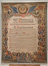 1937 US CONSTITUTION SESQUICENTENNIAL COMMISSION 22 3/4" X 17 1/2" RARE  BUEHLER