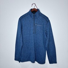 Eddie Bauer Pullover Polyester Fleece Sweater 1/4 Zip Mens Size L Blue