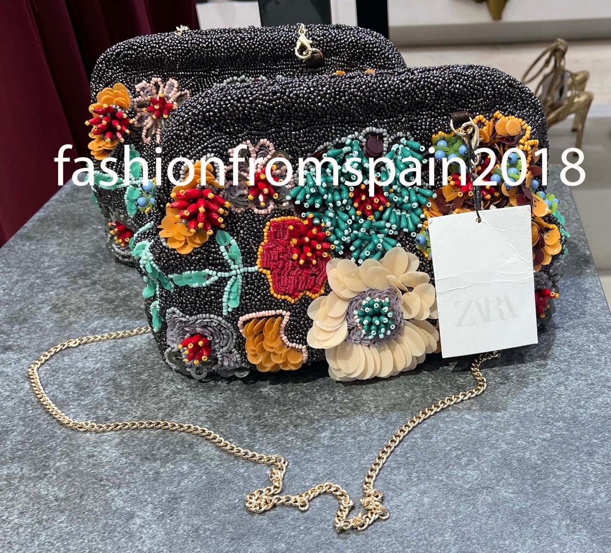 ZARA NEW WOMAN FLORAL BEADED HANDBAG BAG 6651/610/202 | eBay