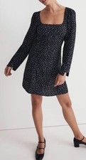 Madewell Seamed Long Sleeve Mini Dress Ditsy Floral Size 10