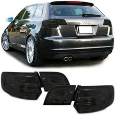 COPPIA FARI FANALI POSTERIORI LED FUME' NERI AUDI A3 8P SPORTBACK 04-08 SLINE