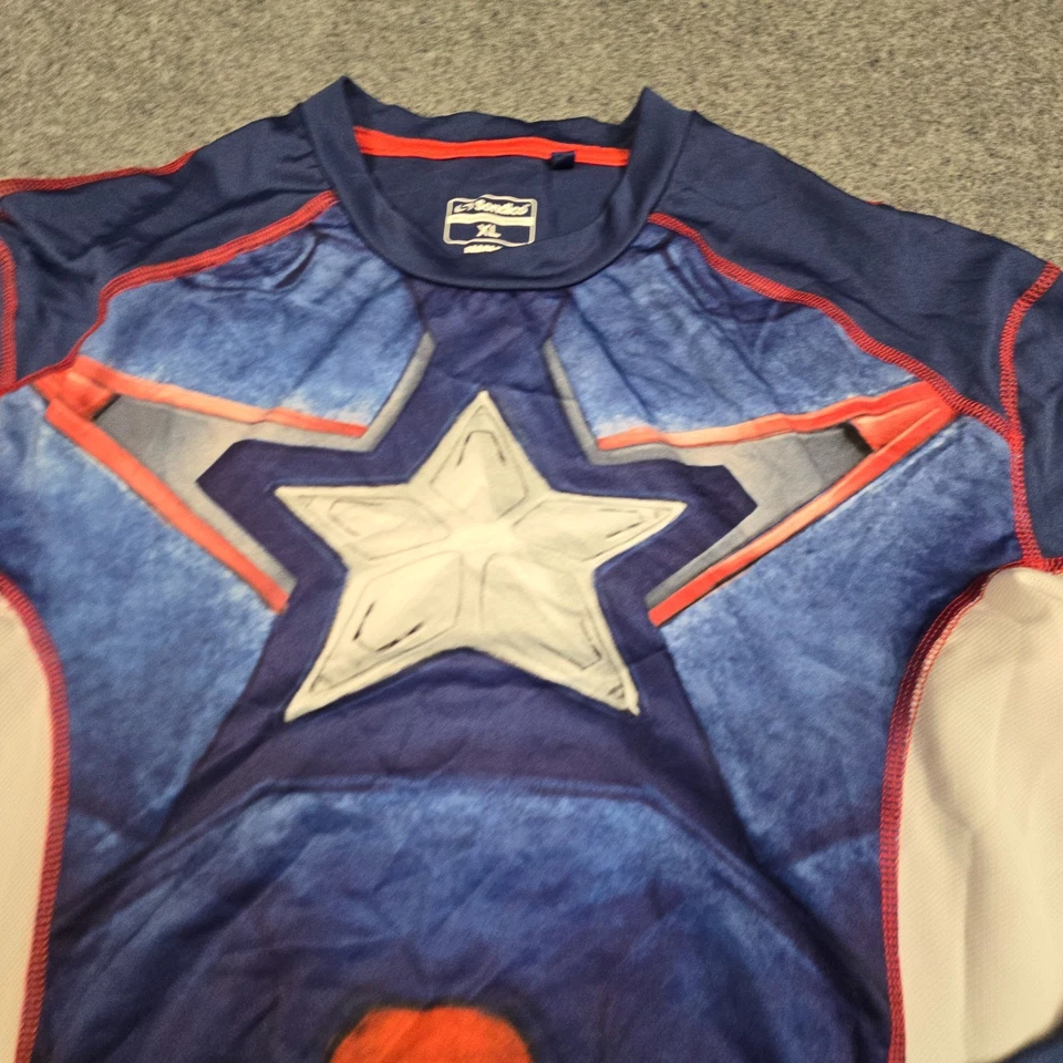 Sondico Shirt Mens XLARGE blue Marvel compression captain america Size XL - Image 3 of 4