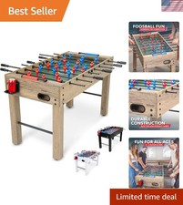 48-Inch Oak Foosball Table for Game Rooms   Includes 4 Balls  Cup Holders