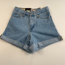 Levi's Women Rolled 80s Mom High Rise Zip Fly Jeans Short Sz 25 Blue NWT