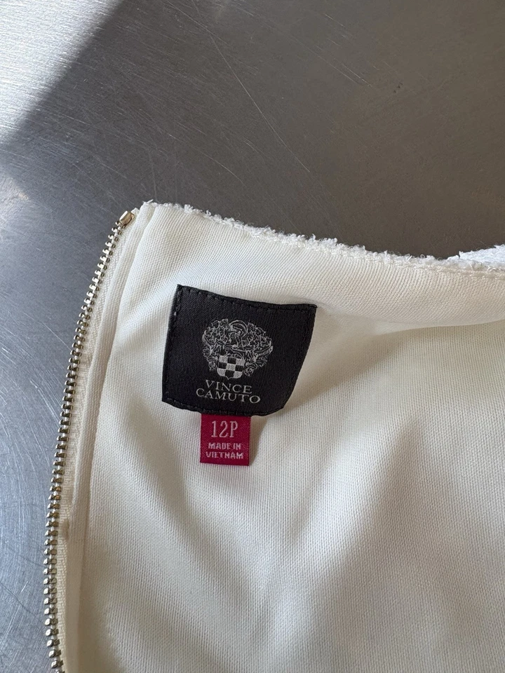 VINCE CAMUTO 12p White Sparkly Wool Blend Cocktail/ Party Dress - Image 2 of 4