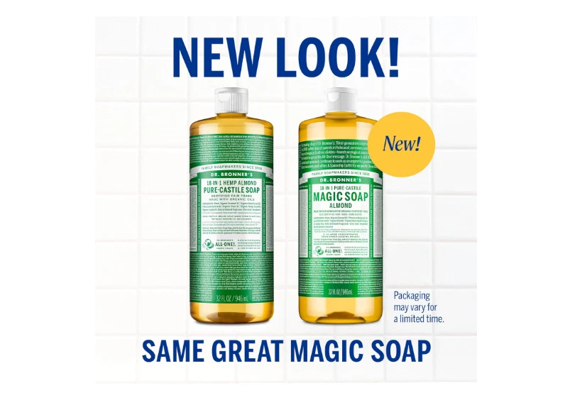 (Paquete de 4 32 oz) Dr. Bronner's jabón mágico puro de Castilla - almendra - total 128 oz Foto 2 de 4