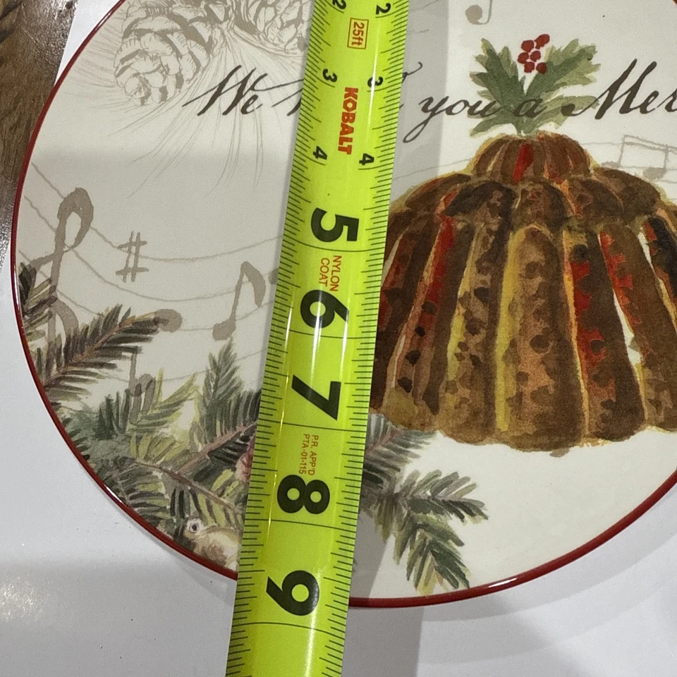 Juego de 6 platos de ensalada de postre William Sonoma CHRISTMAS VILLANCICOS en caja Foto 3 de 4