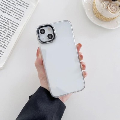 iPhone 13 Pro Max Hülle Macaron Lens Frame TPU Transparent Schwarz
