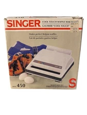Vintage Singer Model 450 Cool Touch Belgian Waffle Maker Non-Stick Plates