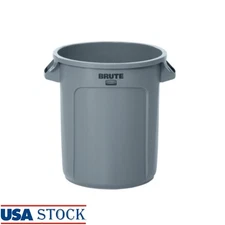 Heavy Duty Round Trash Can W/ Venting Channels Ergonomic Handles Commercial Use