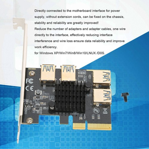Pci‑E Riser Card Pci‑E X4 1 To 4 Pci Express 16X Slot Adapter Card Usb 3.0 AM - Picture 19 of 24