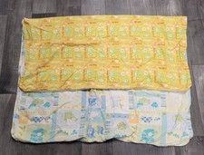 Handmade Baby Blanket 2-sided Yellow Cutie Pie/Animals Approximately 48 x 39 in