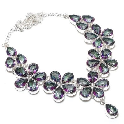 M Y S T I C  T O P A S  Edelstein 925 Sterlingsilb Schmuck Halskette COLLIER 1