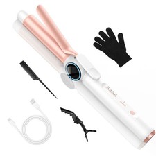 Cordless Curling Iron 9000 mAhUSB Rechargeable, 4 Temps 1.25 Inch, Rose Gold