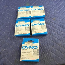 Lot Of 5 Dymo Standard Label Tape Cassettes Black/Clear 45010 1/2" x 23'