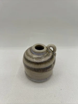 Miniature Stoneware Pottery Jug With One Handle Signed RS - Image 1 of 4