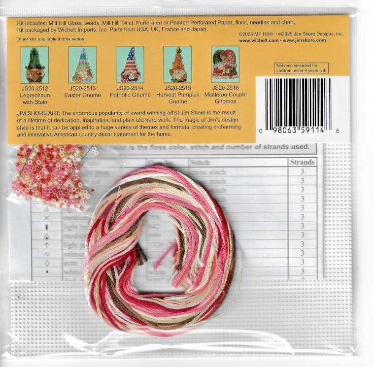 Kit de punto de cruz Gnomo con corazón San Valentín Jim Shore Beads Mill Hill Foto 2 de 2